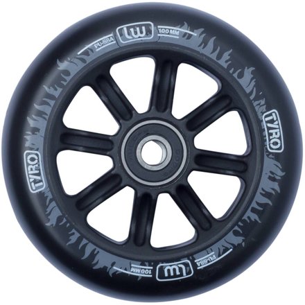Longway Tyro Scooter Rolle, Black/White Flame, 110mm