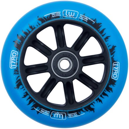 Longway Tyro Scooter Rolle, Blue/Black Flame, 110mm