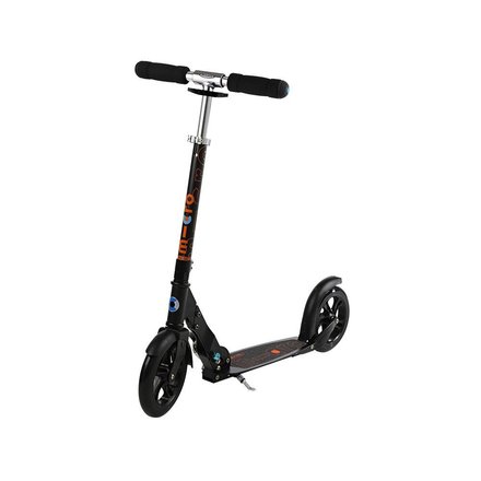 Micro Tretroller Schwarz mit 200 mm Rollen