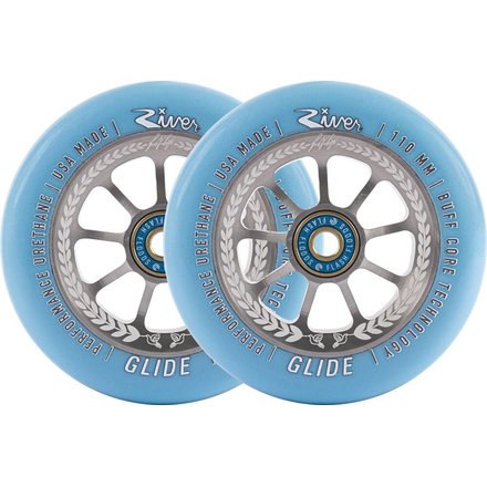 River Glide Stunt Scooter Wheels - Juzzy Carter Signature, Blau/Silber